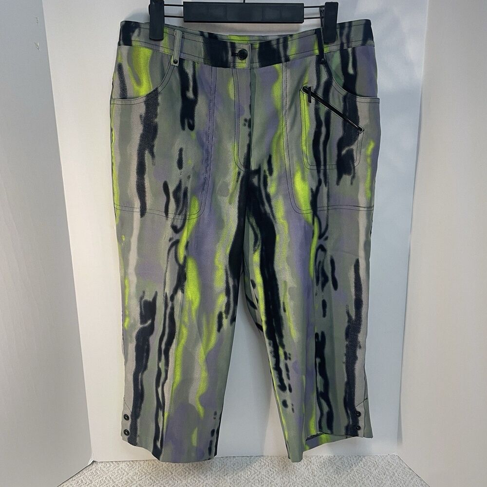 Jamie Sadock Womens 10 Graphic Print Abstract Artsy Capri Pants